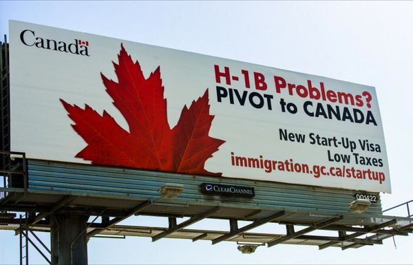 Startup Visa Canada Billboard on US101 Silicon Valley