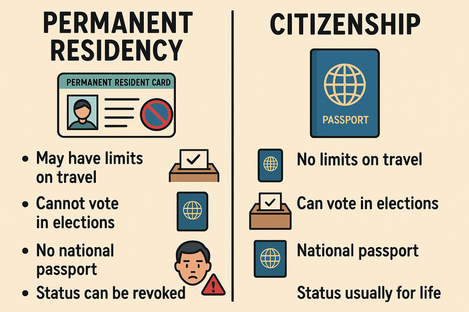 Résidence permanente ou citoyenneté : Quelles sont les différences ?