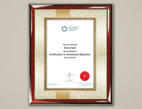 Slava Apel Achieves Certification in Investment Migration, Strengthening Global Credentials